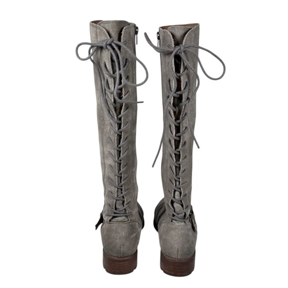Sofft Selden Lace Up Riding Boots SZ 7 Gray Suede Western Renaissance Pirate - Picture 4 of 14